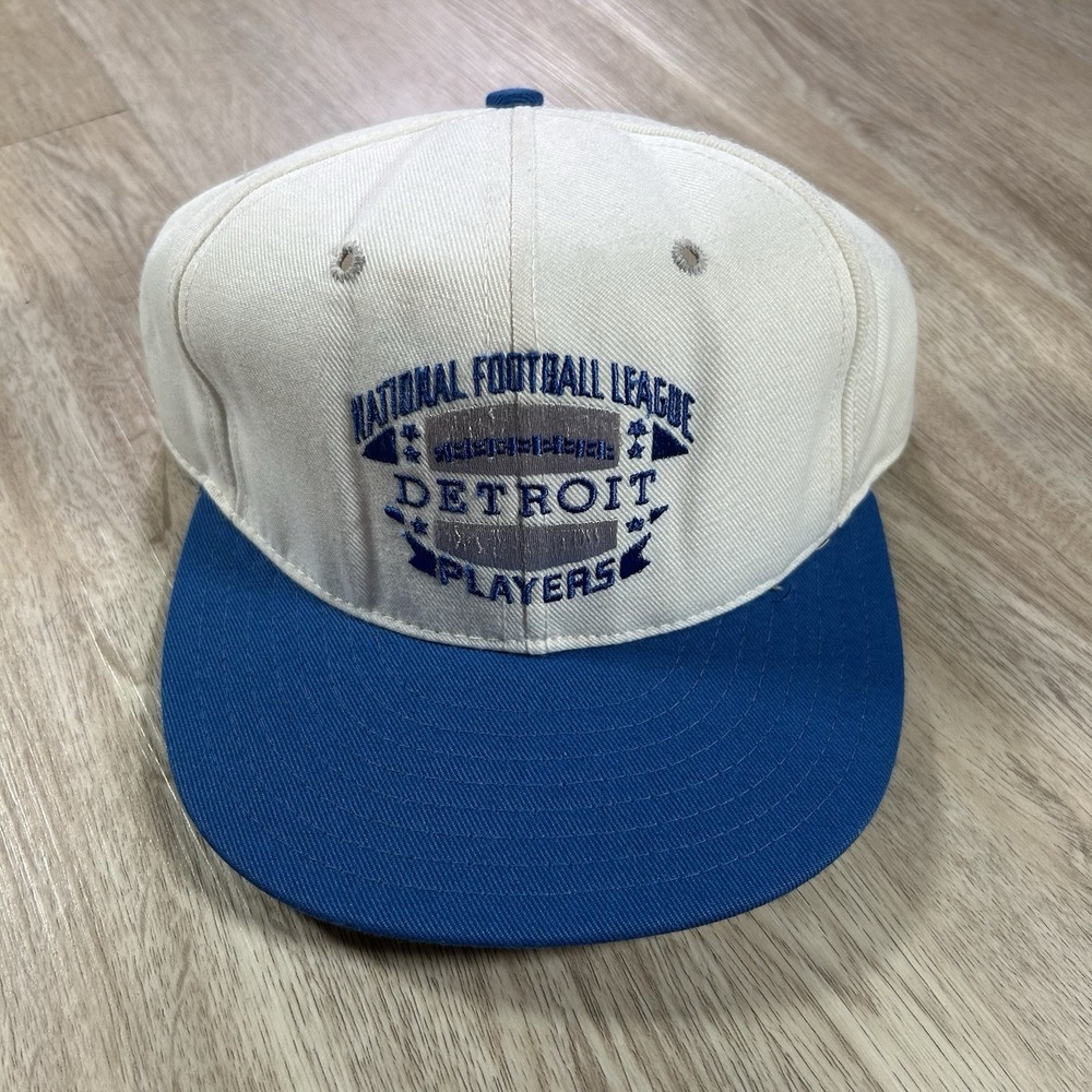 VTG Detroit Lions Snapback Hat NFL Annco White Blue Wool Cap Made in USA